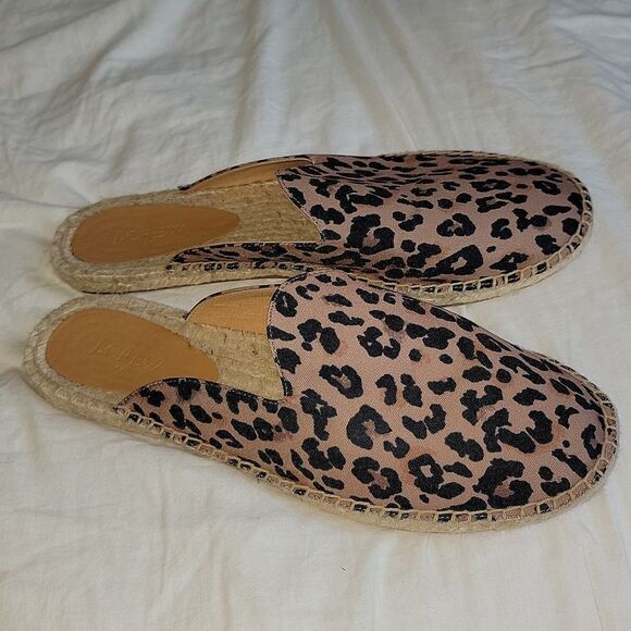 New JCrew Animal Leopard Printed Espadrille Mule Slides Size 11 - Picture 8 of 13
